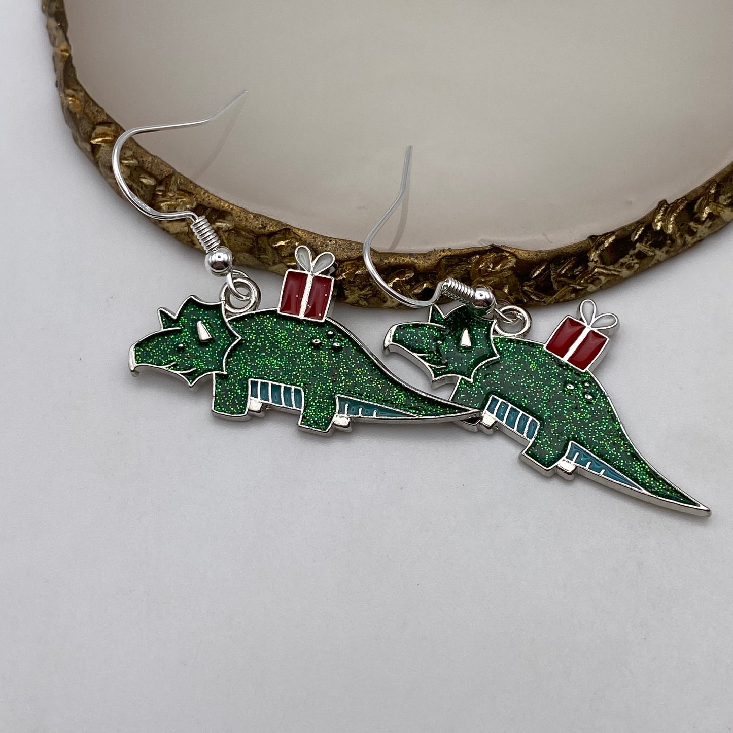 Santa Dinosaur Earrings