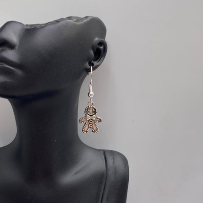 Silver Gingerbread Huggie Hoop Earrings