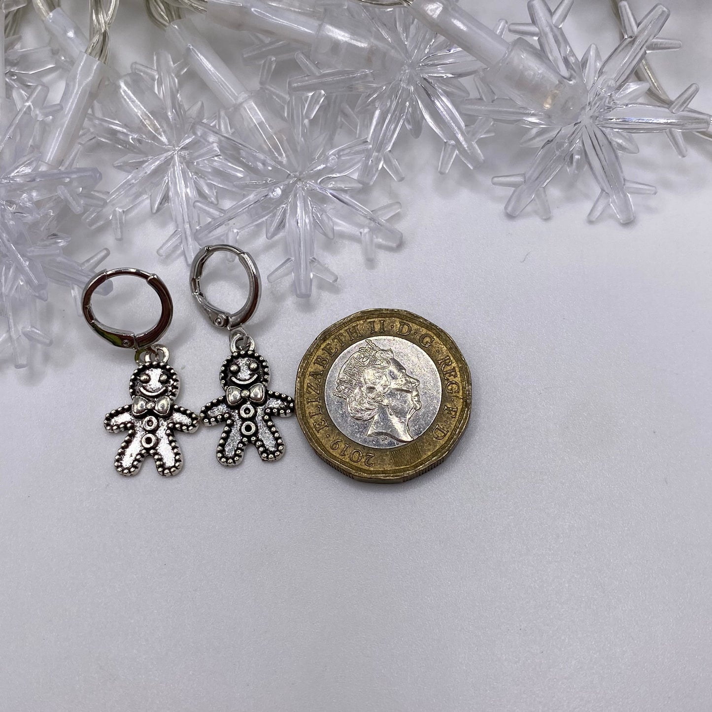 Silver Gingerbread Huggie Hoop Earrings