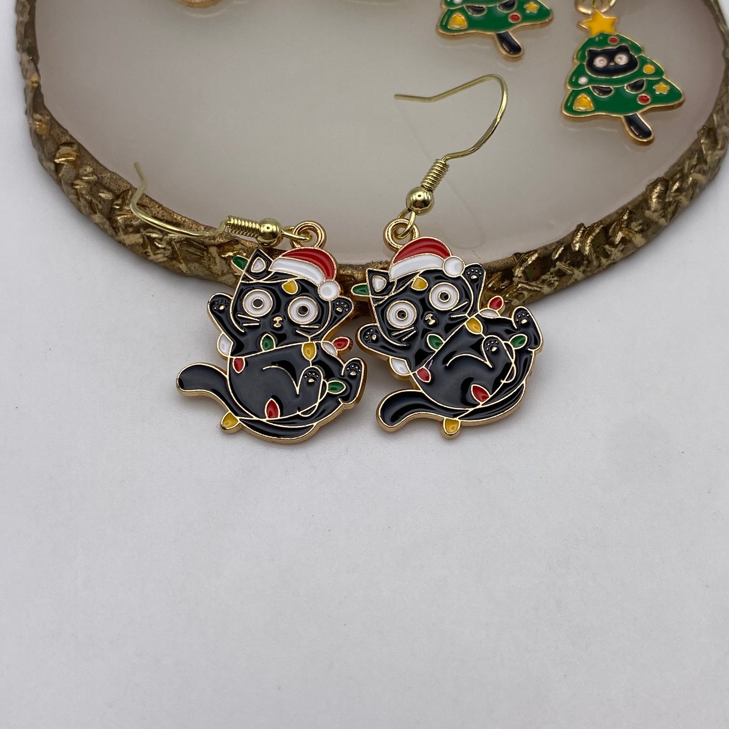 Christmas Cat Earrings