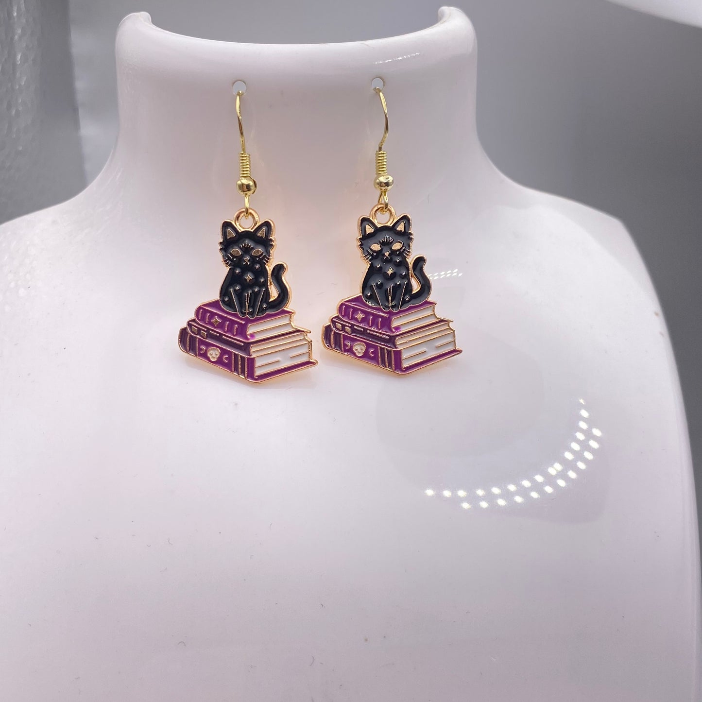 Cat Spell Book Earrings