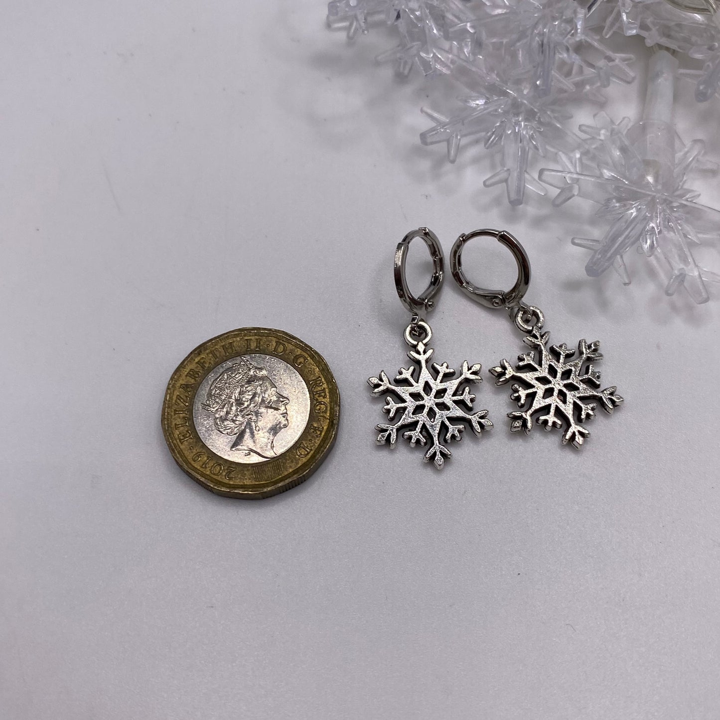 Snowflake Huggie Hoop Earrings