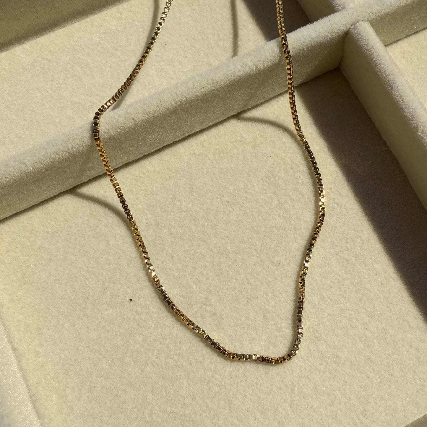 Small Gold Box Chain Necklace