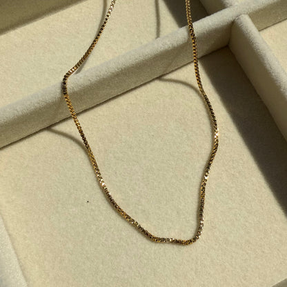 Small Gold Box Chain Necklace