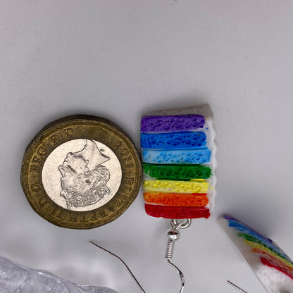 Rainbow Cake Slice Earrings