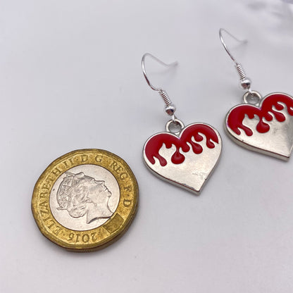 Red Flame Heart Earrings