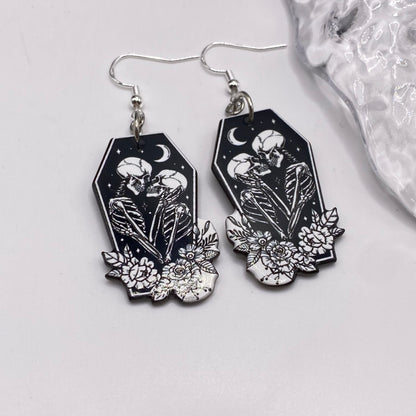 Skeleton Lovers Coffin Earrings