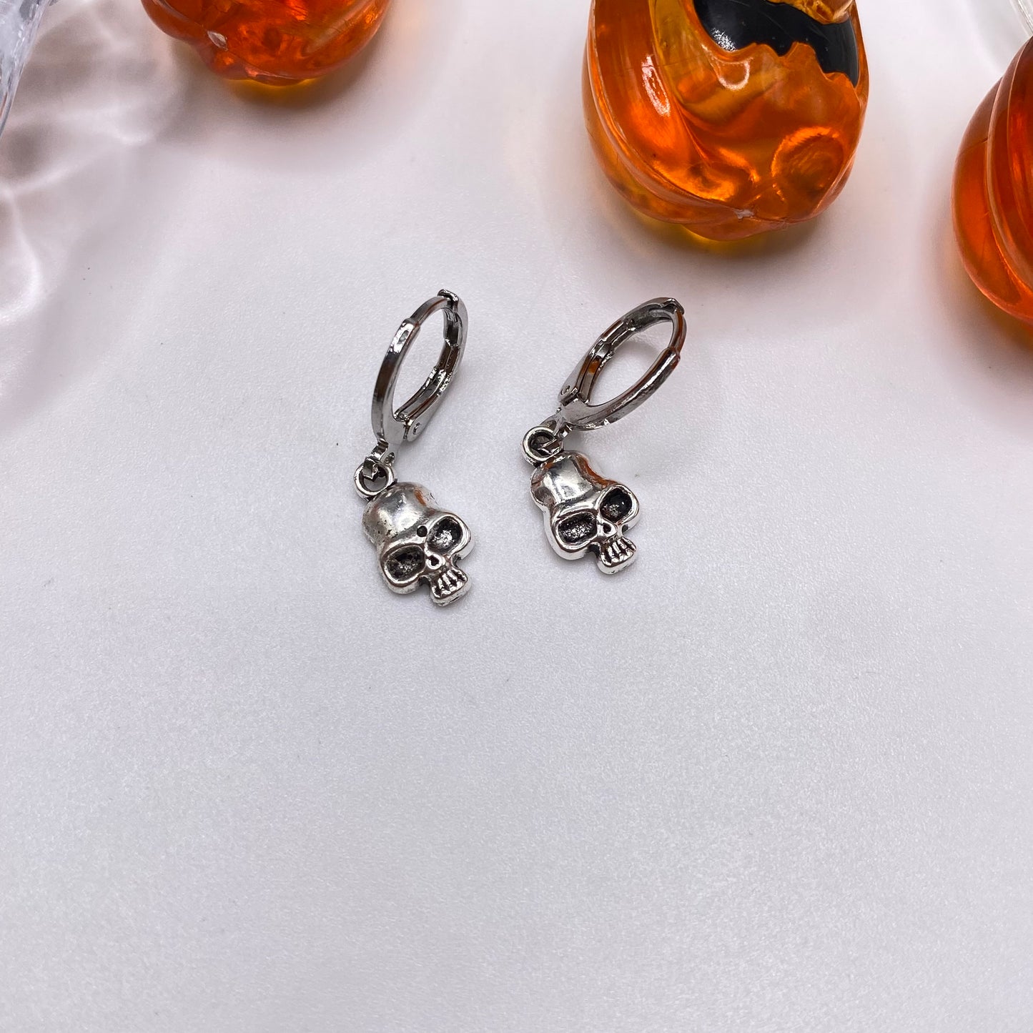 Small Skull Huggie Hoop Earrings