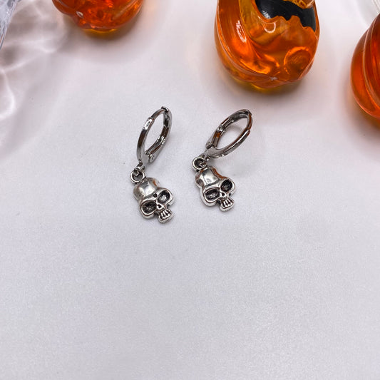 Small Skull Huggie Hoop Earrings