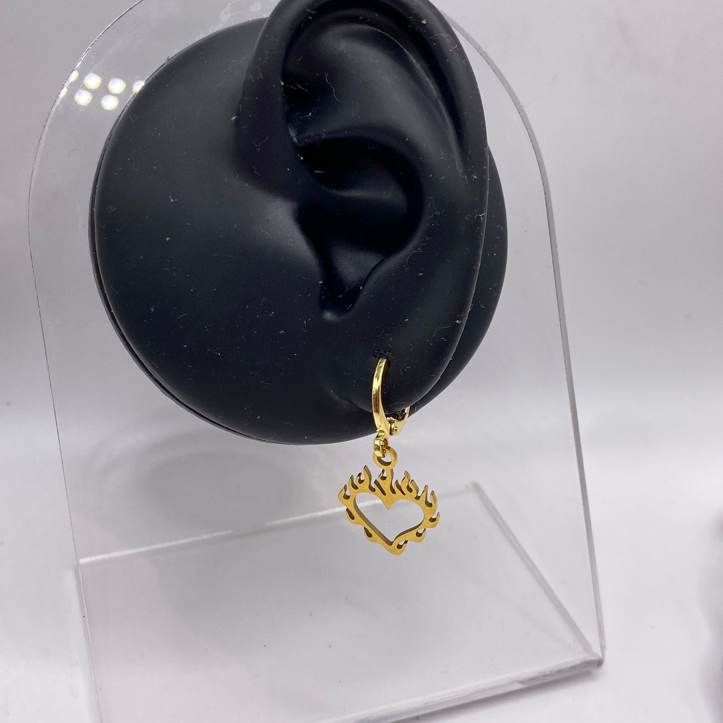 Flame Heart Huggie Hoop Earrings
