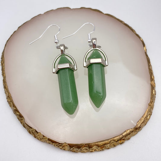 Green Aventurine Crystal Pendant Earrings