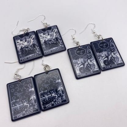 Black and White Tarot Card Earrings