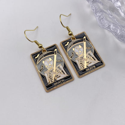 Gold Death Tarot Card Earrings