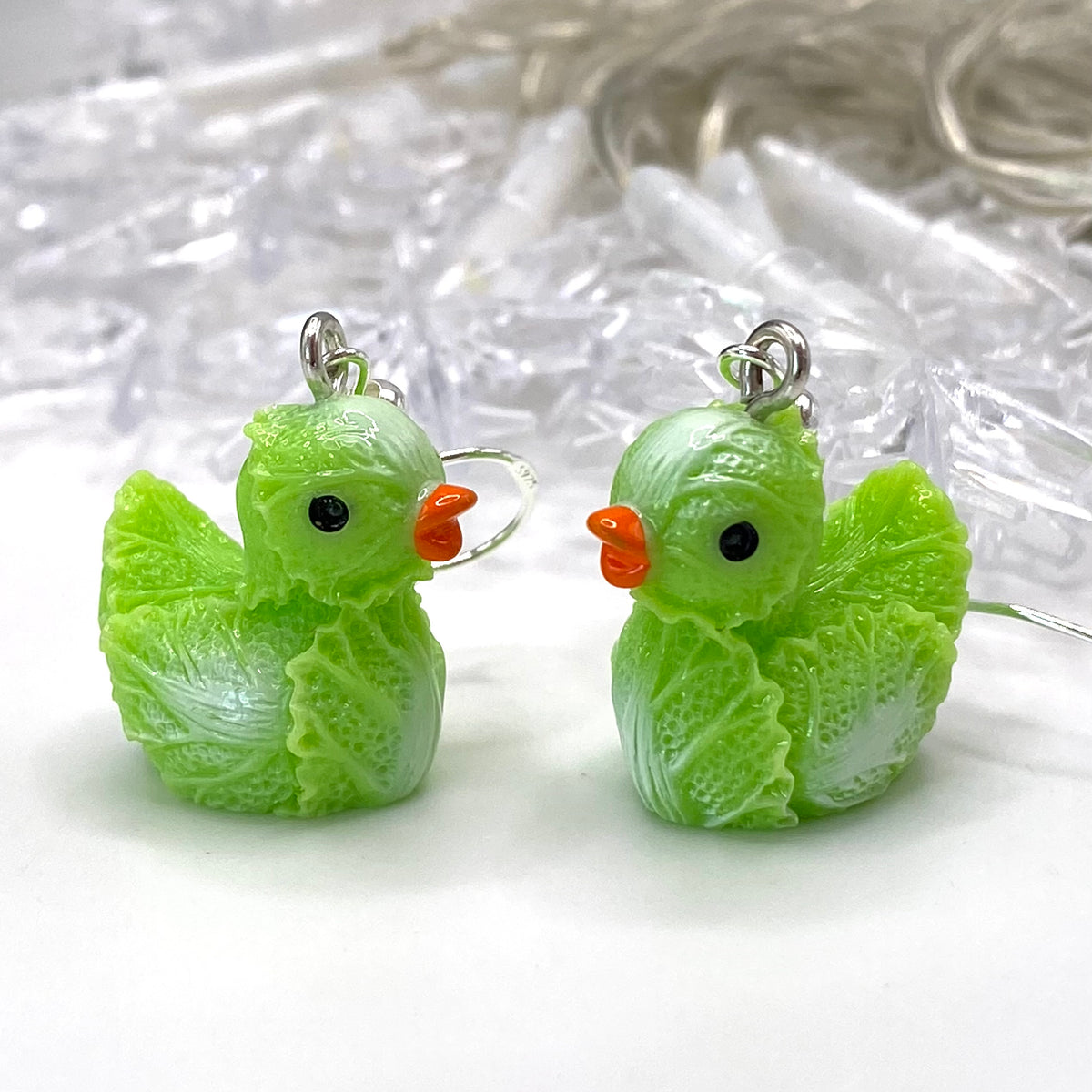 Brussel Sprout Duck Earrings