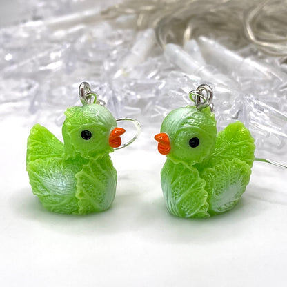 Brussel Sprout Duck Earrings
