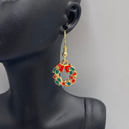 Colourful Gold Wreath Earrings