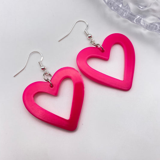 Hot Pink Heart Earrings