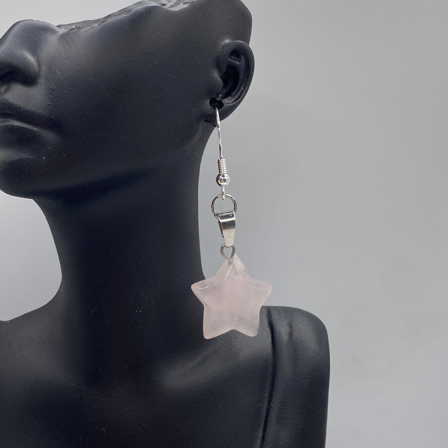 Rose Quartz Star Pendant Earrings