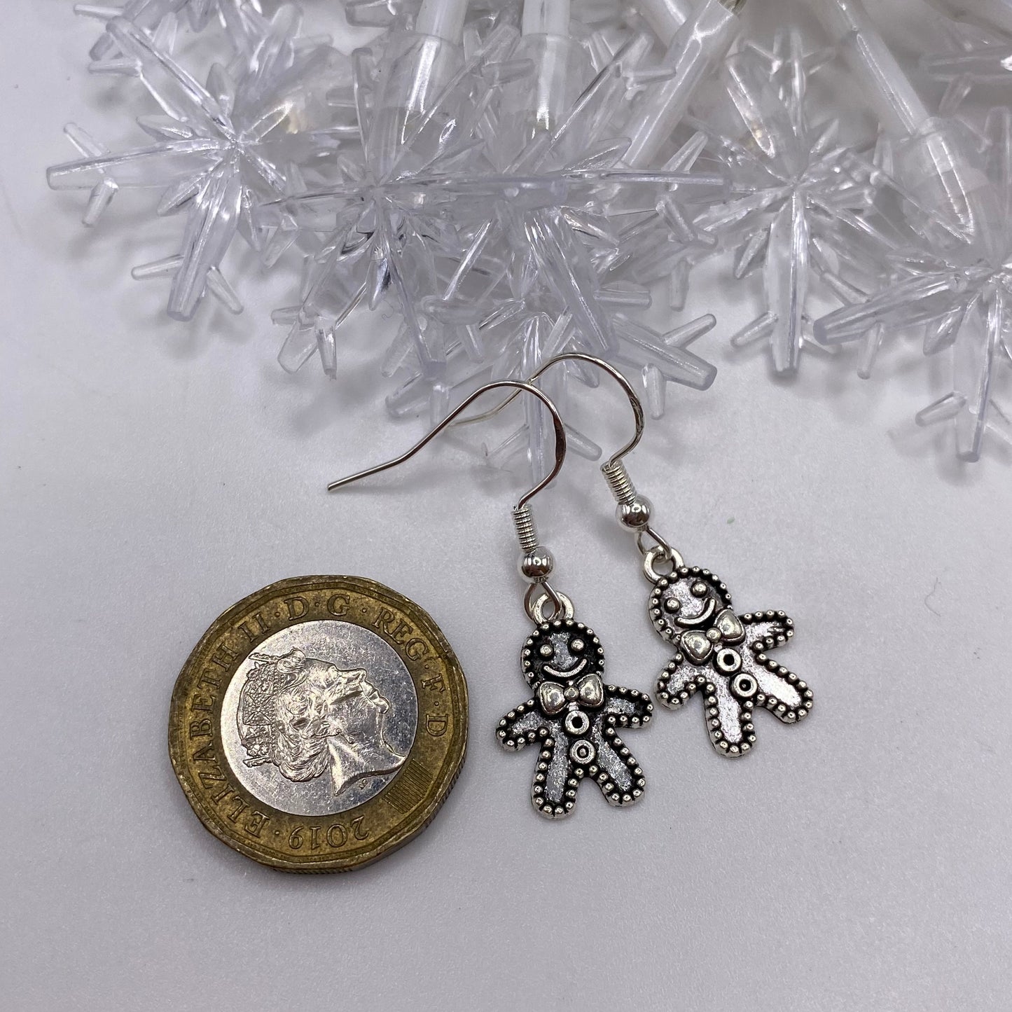 Silver Gingerbread Man Earrings