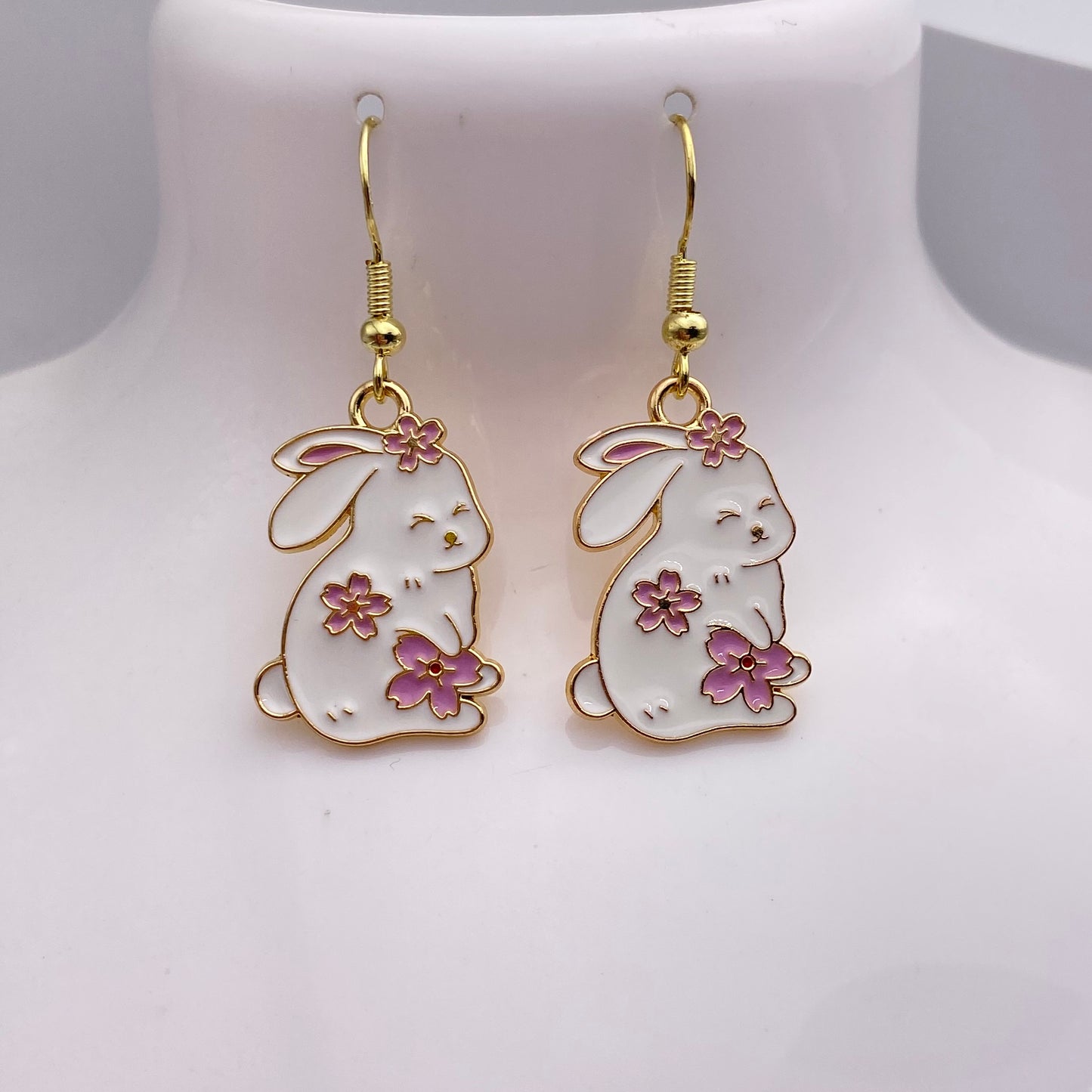 Flower Bunny Rabbit Earrings