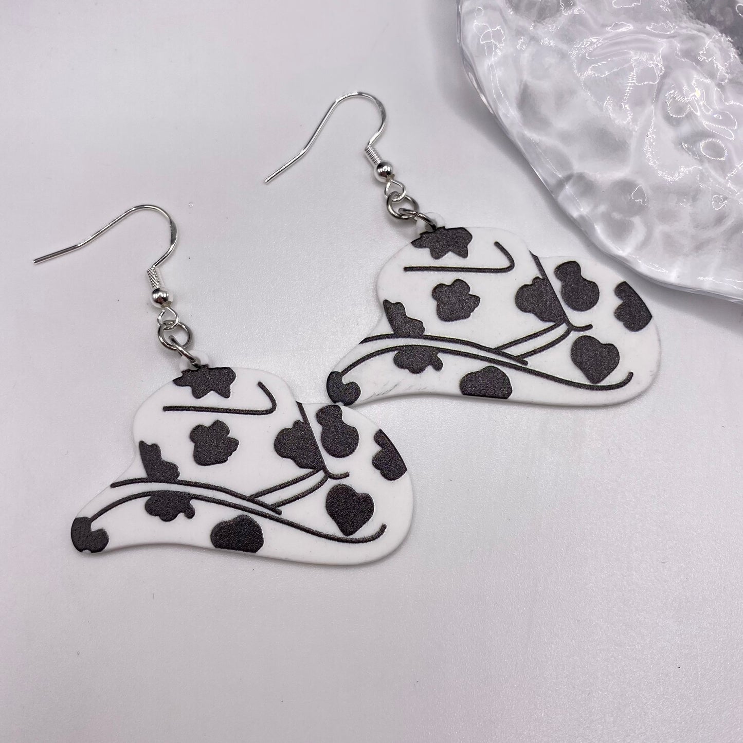 Cowprint Cowboy Hat Earrings