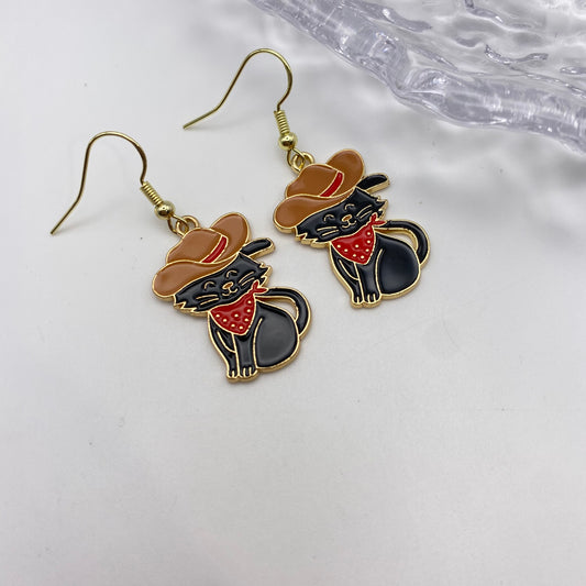 Cowboy Cat Earrings