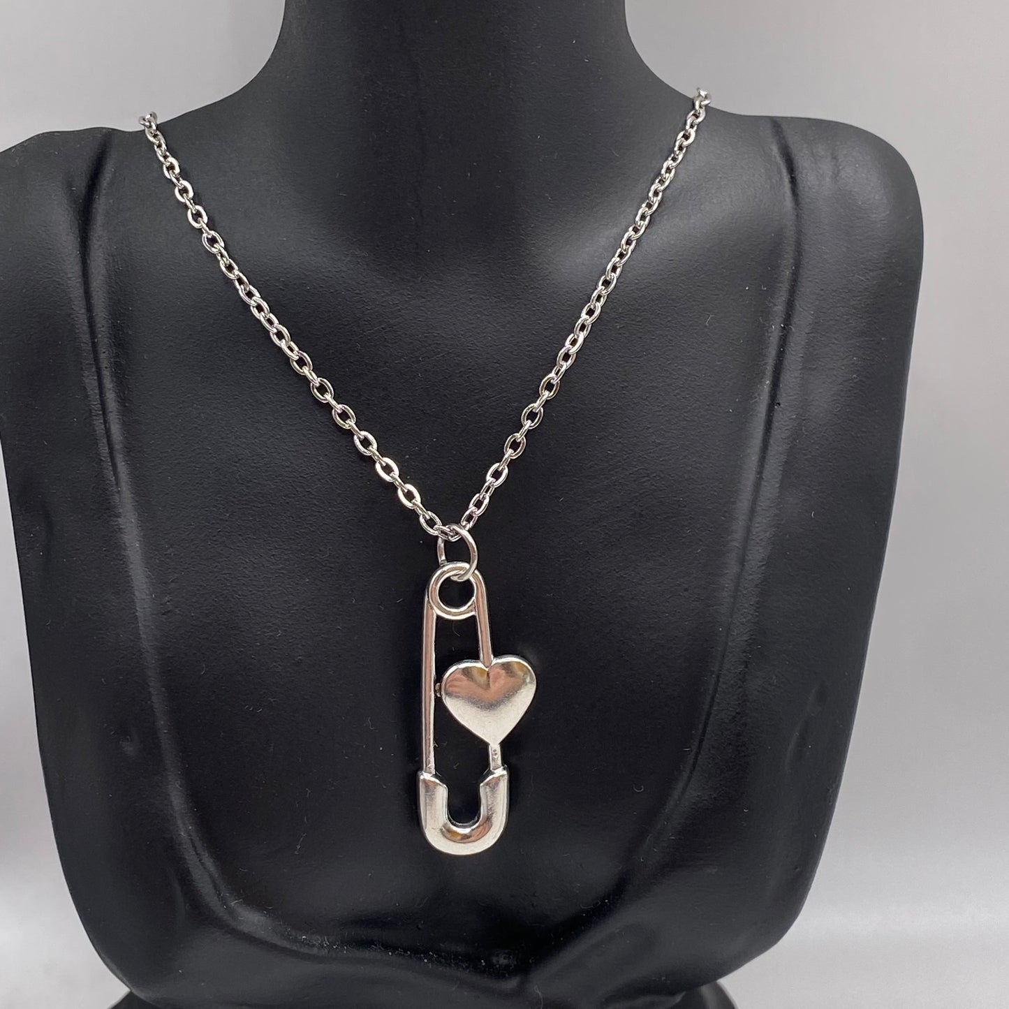 Safety Pin Heart Necklace