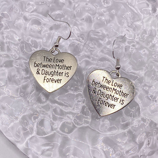 A Mother’s Love Slogan Heart Earrings