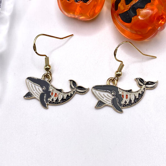 Skeleton Whale Earrings