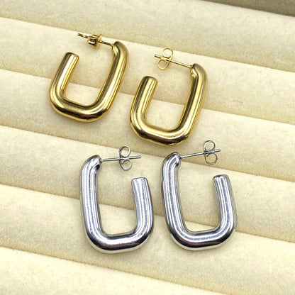 Oval Hoop Stud Earrings