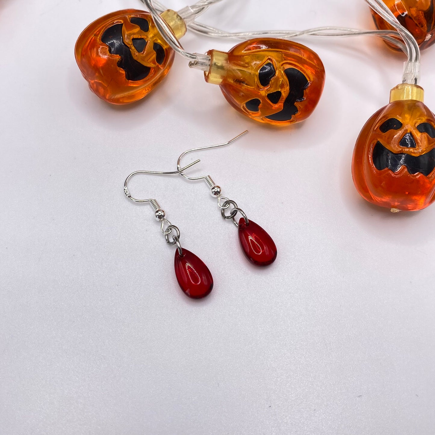 Blood Drop Bead Earrings