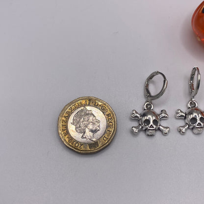 Skull and Bones Huggie Hoop Earrings