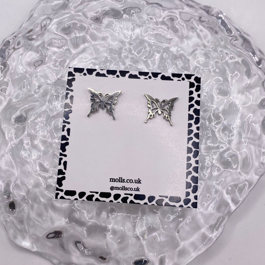 Silver Butterfly Stud Earrings