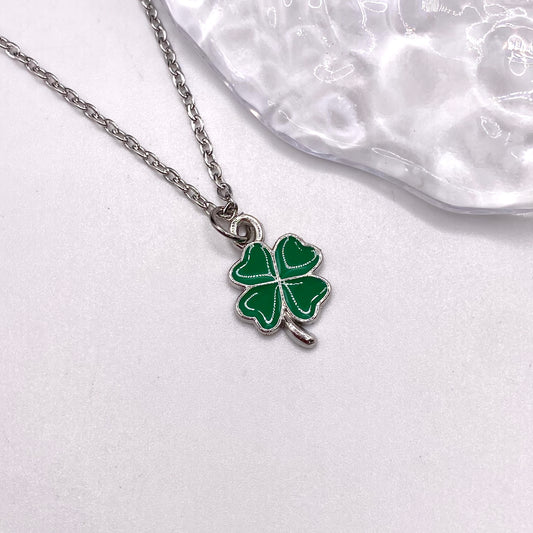 Green Four Leaf Clover Necklace