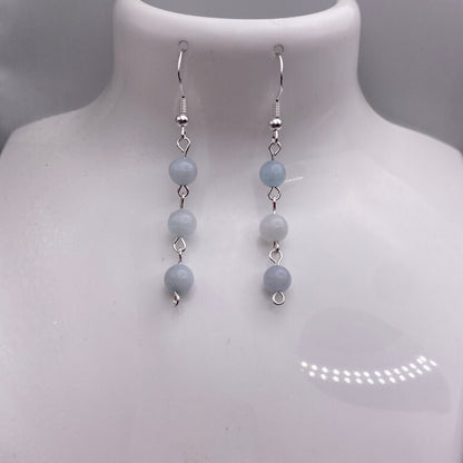Dangly Round Angelite Crystal Earrings