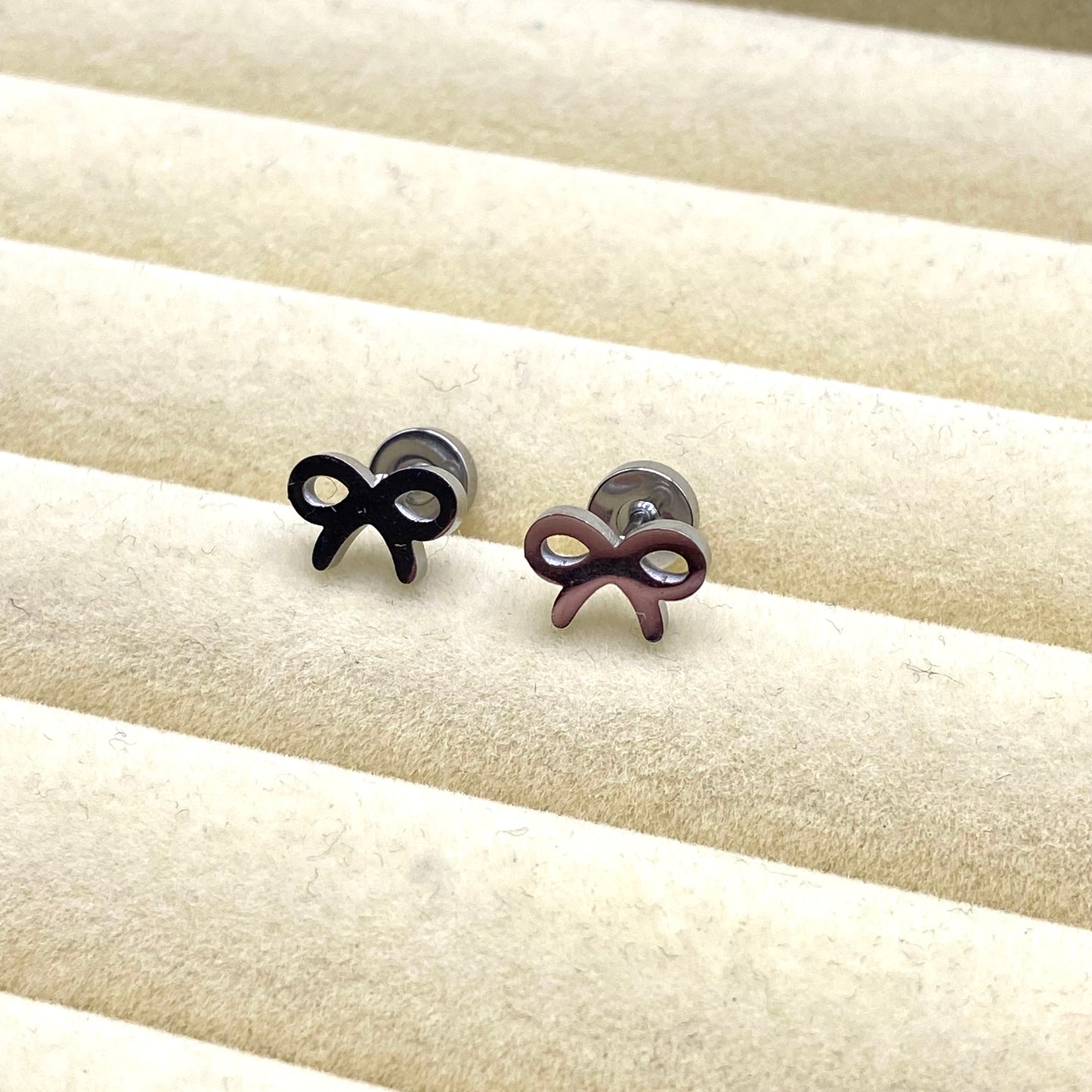 Flatback Ribbon Bow Stud Earrings