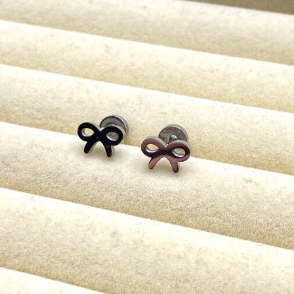 Flatback Ribbon Bow Stud Earrings