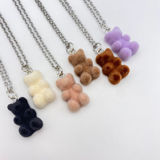 Fuzzy Felt Gummy Bear Necklaces