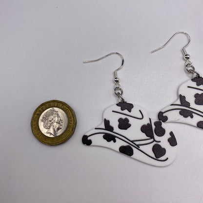 Cowprint Cowboy Hat Earrings