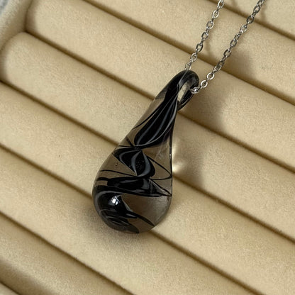 Black Glass Swirl Necklace
