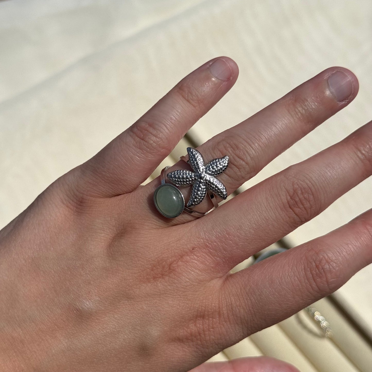 Starfish Green Aventurine Ring