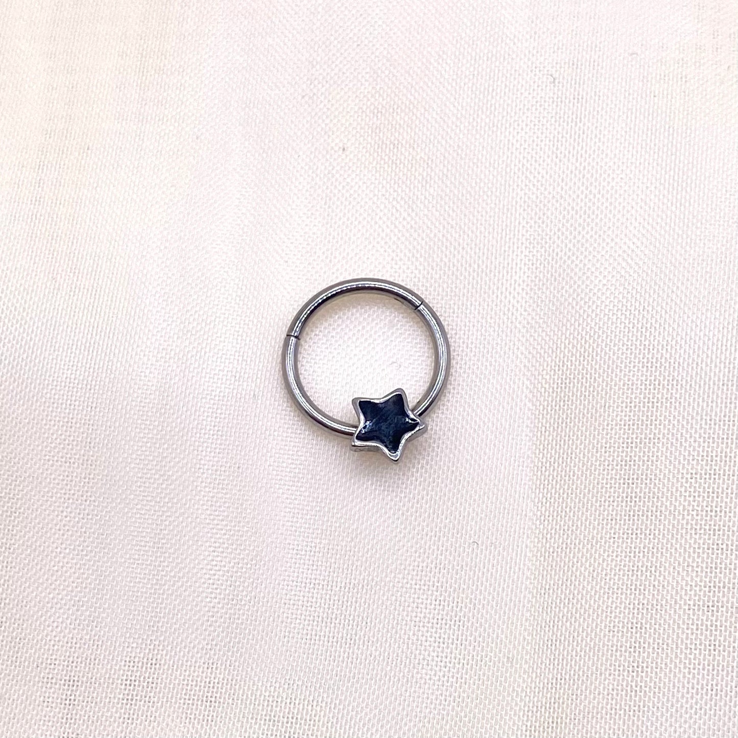 Black Star Nose Septum Hoop Ring