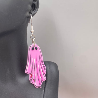 Pink Ghost Costume Earrings