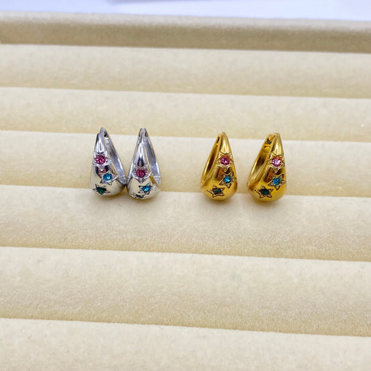 Colourful Diamanté Hoop Earrings