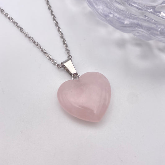 Rose Quartz Pendant Heart Necklace