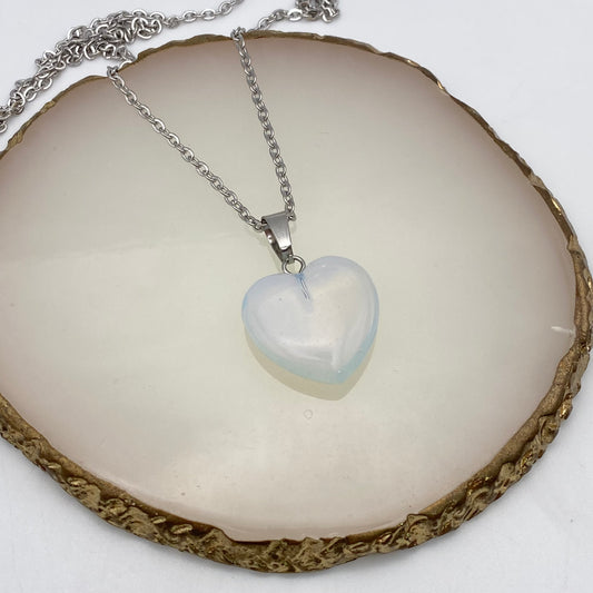 Opalite Pendant Heart Necklace