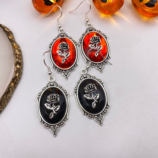 Rose Pendant Gothic Earrings