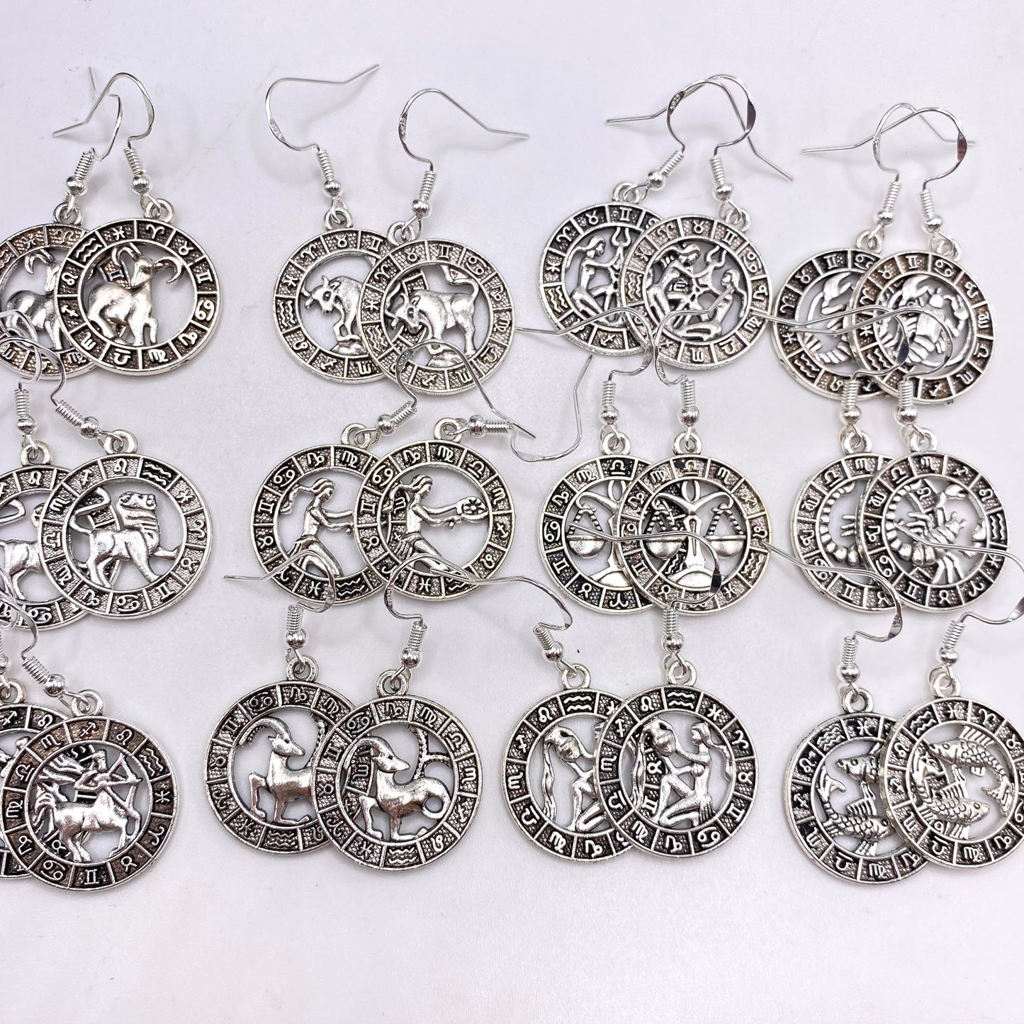 Silver Image Star Sign Earrings