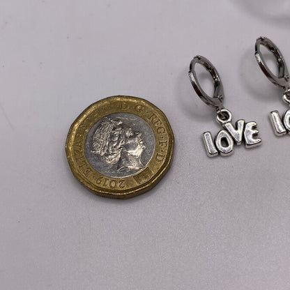‘Love’ Slogan Huggie Hoop Earrings