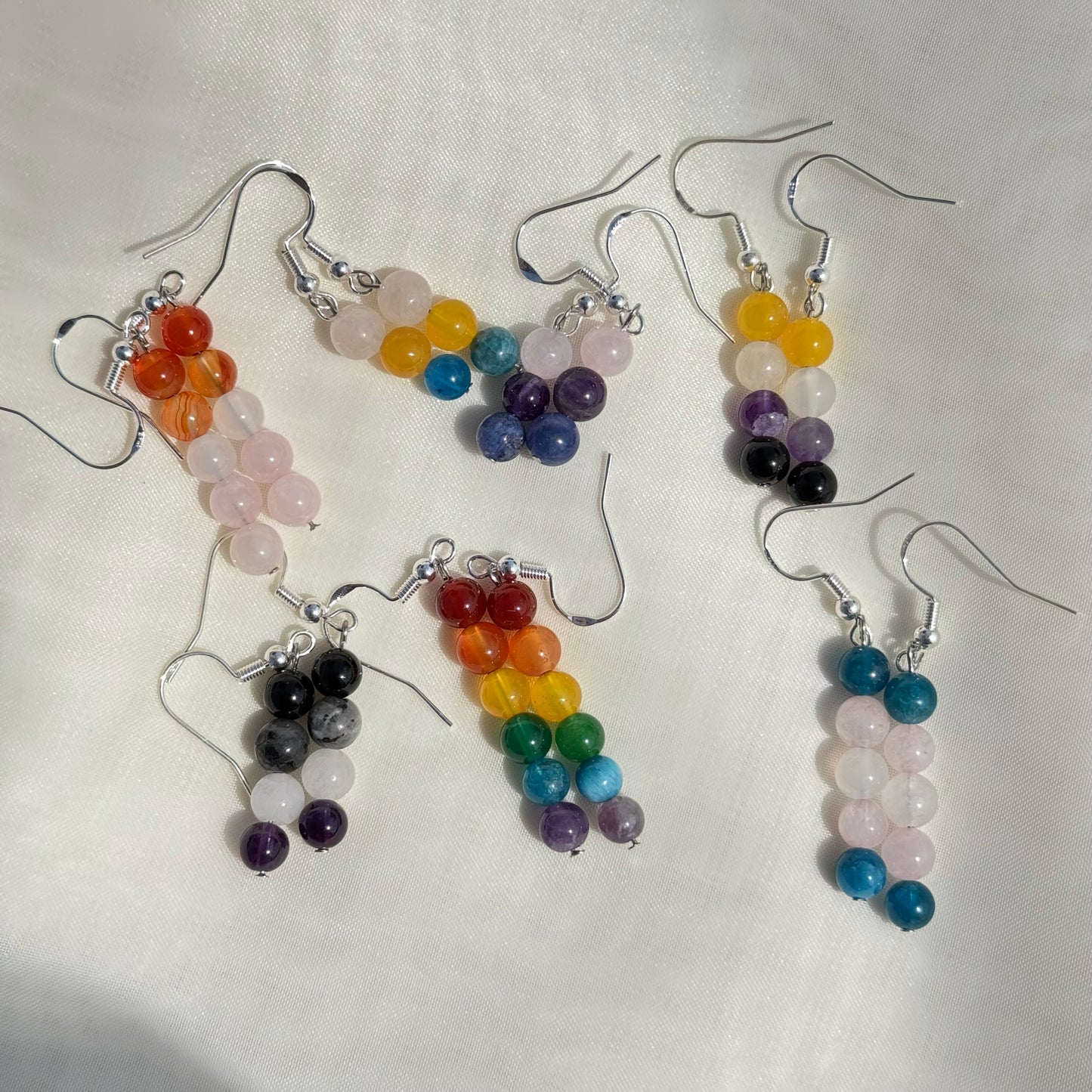 Round Rainbow Crystal Earrings